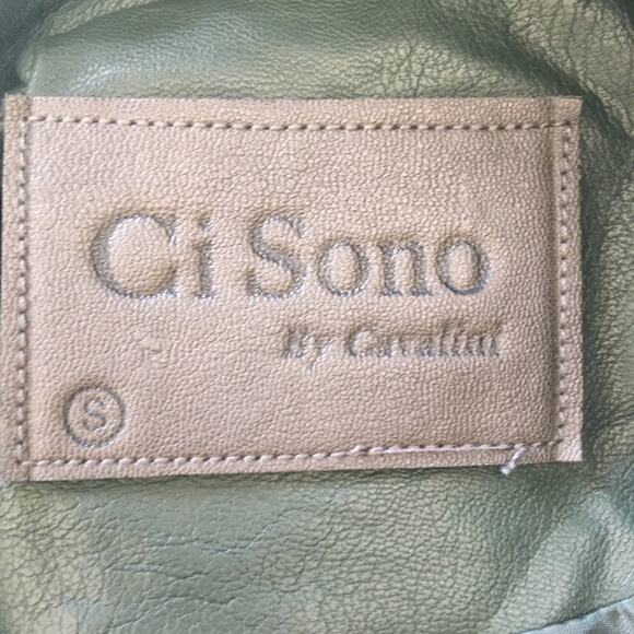 CI SONO by Cavallini Women's Size Small Vegan Leather Moto Jacket Forest Green - Picture 8 of 8